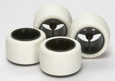 Tamiya Small Dia. Carbon Wheel & White Arched Tires (For Super X & XX Chassis) - 15415