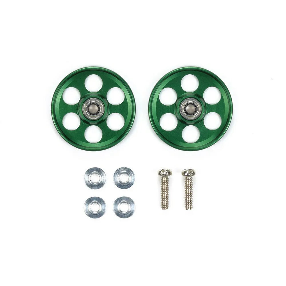 Tamiya HG Lightweight 19mm Aluminum Ball-Race Rollers ( Ringless / Green ) - 95607