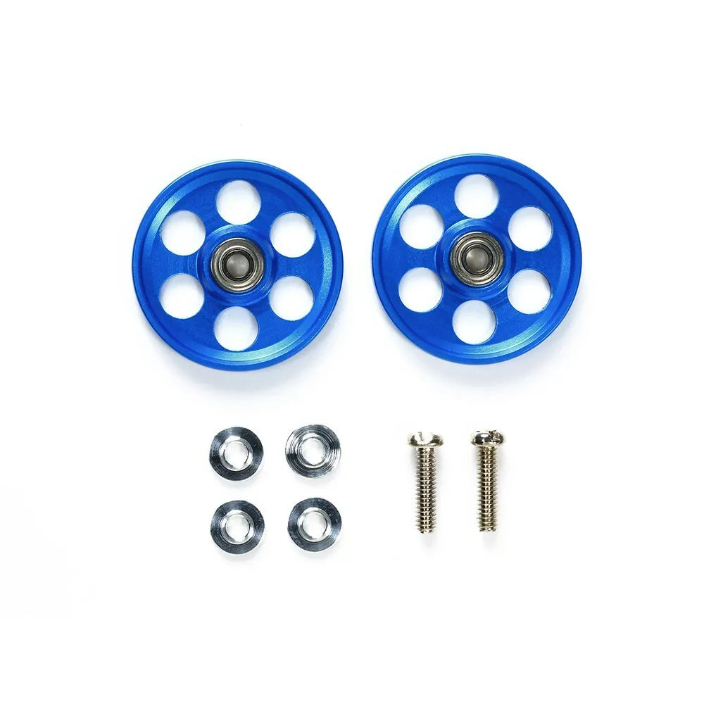 Tamiya HG Lightweight 19mm Aluminum Ball-Race Rollers (Ringless / Blue) - 95315