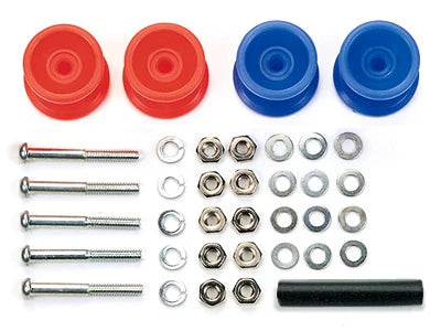 Tamiya Low Friction Plastic Double Rollers ( Red & Blue / 13mm - 12mm ) - 15457