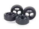 Tamiya Super Hard Small Dia. Narrow Tires (24mm) & Carbon Wheels (3-Spoke for Super X & XX Chassis) - 15541