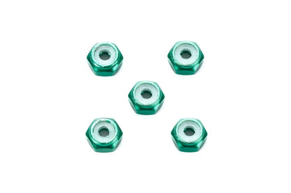Tamiya 2mm Aluminum Lock Nut (Green , 5pcs) - 95424