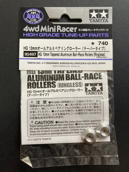 Tamiya HG 13mm Tapered Aluminum Ball-Race Rollers (Ringless) - 95497
