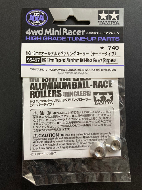 Tamiya HG 13mm Tapered Aluminum Ball-Race Rollers (Ringless) - 95497