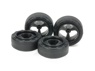 Tamiya Super Hard Small Dia. Narrow Tires (24mm) & Reinforced 3-Spoke Wheels - 95635
